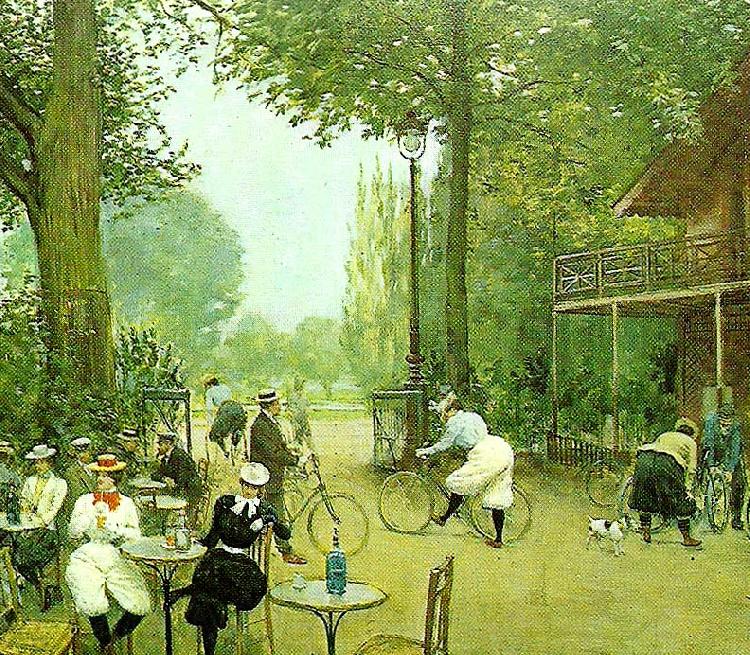Jean Beraud the cycle hut in the bois de boulogne, c. Norge oil painting art